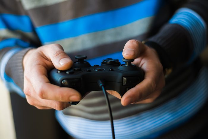 Joystick in hands 