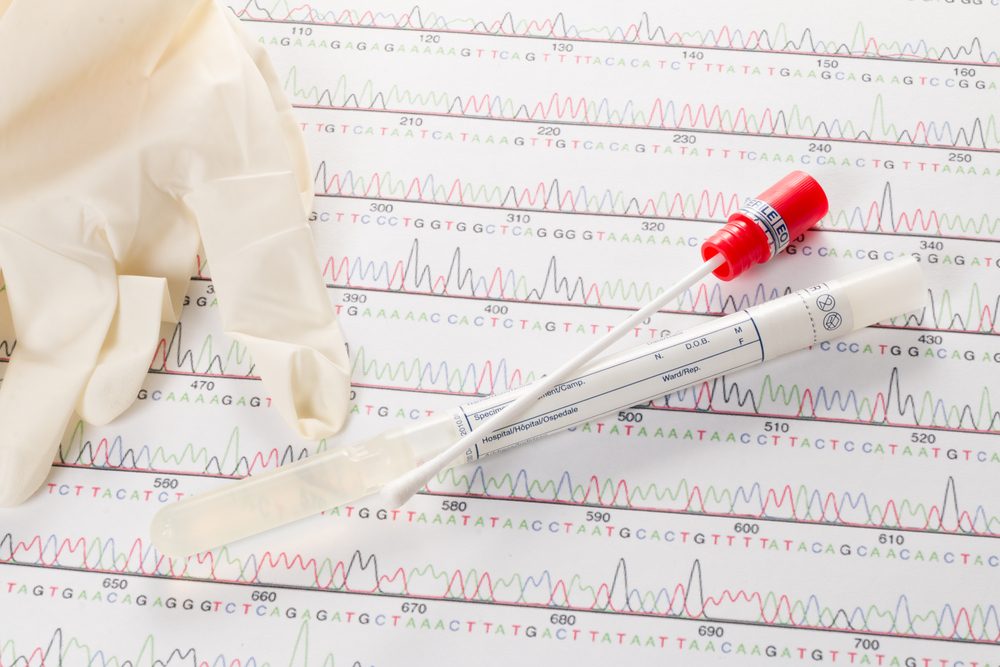 DNA, DNS test tube and cotton swab, wipe test