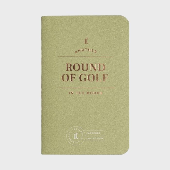 Green notebook with the text 